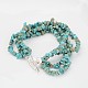 Chip Natural Turquoise(Dyed) Beaded Multi-Strand Bracelets(BJEW-JB02321-01)-1