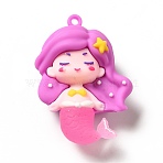 Mermaid Shape PVC Pendants, Orchid, 53.5x37x22mm, Hole: 3mm(KY-E012-06B)
