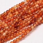 Round Natural Red Agate Bead Strands, Dyed & Heated, 4mm, Hole: 1.2mm, about 95pcs/strand, 14.9 inch(X-G-M257-4mm-26)