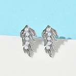 Leaf Brass Stud Earrings, with ABS Plastic Pearl, Rack Plating, Cadmium Free & Lead Free, Long-Lasting Plated, Platinum, 17.5x9.5mm(EJEW-P341-01G)