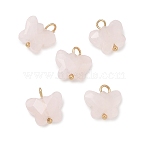 Natural Rose Quartz Pendants, Faceted Butterfly Charms with Brass Loops, Real 18K Gold Plated, Rack Plating, Long-Lasting Plated, Lead Free & Cadmium Free, 10x10x4.5mm, Hole: 1.8mm(KK-D289-61G-01)
