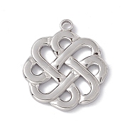 201 Stainless Steel Pendants, Flower Charms, Stainless Steel Color, 29x25x2.5mm, Hole: 2.5mm(STAS-K242-07P)