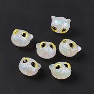 UV Plating Acrylic Beads, Cat Bead, Clear, 16.5x19x16mm, Hole: 3.5mm(PACR-M003-08A)