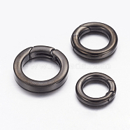 304 Stainless Steel Spring Gate Rings, O Rings, Ring, Gunmetal, 6 Gauge, 21x4mm, Inner Diameter: 14mm(STAS-D070-01B-2)