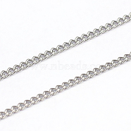 304 Stainless Steel Curb Chains, Soldered, Stainless Steel Color, 2x1.5x0.4mm(CHS-O005-21C)