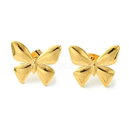 Vacuum Plating 304 Stainless Steel Stud Earrings for Women, Butterfly, Golden, 16.5x19.7mm(EJEW-L284-16G)