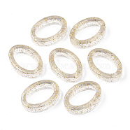 Transparent Acrylic Linking Rings, with Glitter Powder, Oval, Beige, 29x20x7mm, Inner Diameter: 12.5x21mm, about 250pcs/500g(TACR-T016-17)