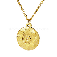 Stylish Stainless Steel Sunbeam Pendant Necklaces for Women Daily Wear, Real 18K Gold Plated, 17.72 inch(45cm)(YM0399-4)