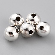 Brass Beads, Long-Lasting Plated, Round, 925 Sterling Silver Plated, 7mm, Hole: 1.8mm(KK-O133-011A-S)
