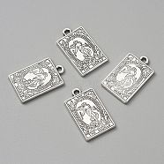 Tibetan Style Alloy Pendants, Antique Silver, Rectangle with Tarot Pattern, The World XXI, 23x14x1.5mm, Hole: 1.8mm(FIND-WH0114-27C)