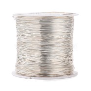 Round Copper Wire Copper Beading Wire for Jewelry Making, Long-Lasting Plated, Silver Color Plated, 26 Gauge, 0.4mm, about 124.67 Feet(38m)/roll(CWIR-F001-S-0.4mm)