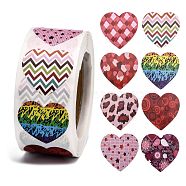 Heart Shaped Stickers Roll, Valentine's Day Sticker Adhesive Label, for Decoration Wedding Party Accessories, Colorful, 25x25mm, 500pcs/roll(DIY-K027-A03)