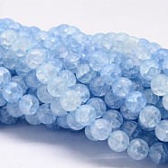 Synthetic Crackle Quartz Bead Strands, Round, Dyed, Frosted, Light Sky Blue, 8mm, Hole: 1mm, about 50pcs/strand, 15.75 inch(X-CCG-K002-8mm-05)