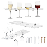 4-Hole Acrylic Wall-Mounted Glass Holder Display Racks, Whiskey Spirits Wine Glass Holder, with Iron Screws, Clear, 28x10x0.3cm(ODIS-WH0027-051B)