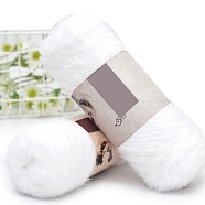 Wool & Velvet Blended Yarns, Faux Mink Fur Yarns, Fluffy Soft Eyelash Yarn for Weaving, Knitting & Crocheting Purse Hat Clothes, White, 2mm(PW-WG85096-01)