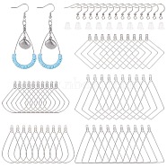 DIY 304 Stainless Steel Earring Making Kits, include Earring Hooks & Wire Pendants, Plastic Ear Nuts, Stainless Steel Color(DIY-UN0001-88P)