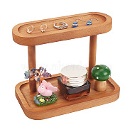 2-Tier Oval Wood Display Racks, Tabletop Small Items Storage Tray for Figures, Gemstone, Jewelry, Keychain Storage, Home Decoration, Goldenrod, 9.9x16.7x12.6cm(ODIS-WH0025-127A)