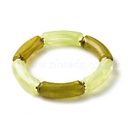 Acrylic Tube Beaded Stretch Bracelets, with Electroplate Non-magnetic Synthetic Hematite Bead, Olive Drab, Inner Diameter: 2-1/4 inch(5.6cm)(BJEW-JB07762-02)
