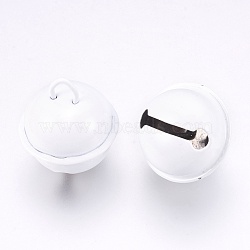 Iron Bell Pendants, White, 23.5x21.5mm, Hole: 5.5x4mm(IFIN-K039-04D)