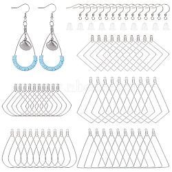 DIY 304 Stainless Steel Earring Making Kits, include Earring Hooks & Wire Pendants, Plastic Ear Nuts, Stainless Steel Color(DIY-UN0001-88P)