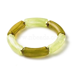 Acrylic Tube Beaded Stretch Bracelets, with Electroplate Non-magnetic Synthetic Hematite Bead, Olive Drab, Inner Diameter: 2-1/4 inch(5.6cm)(BJEW-JB07762-02)