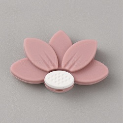 Lotus Food Grade Eco-Friendly Silicone Beads, Rosy Brown, 18.5x29.5x8mm, Hole: 2.2mm(SIL-WH0019-22B)