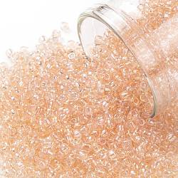 TOHO 11/0 Round Beads, Japanese Seed Beads, (1813) Transparent Rainbow Peach, 2.2mm, Hole: 0.8mm, about 1110pcs/bottle, 10g/bottle(SEED-JPTR11-1813)