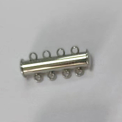 Non-Tarnish 4-Strands 304 Stainless Steel Slide Lock Clasps, Peyote Clasps, 8-Holes, Stainless Steel Color, 25x10x6.5mm, Hole: 1.5mm(STAS-H402-35P-01)