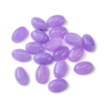 Natural White Jade Cabochons, Oval, Dyed, Medium Purple, 6x4x2~2.5mm