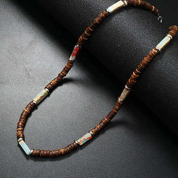 Bohemian Summer Cuboid Synthetic Shoushan Stone & Coconut Heishi Beaded Necklaces