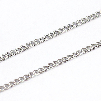 304 Stainless Steel Curb Chains, Soldered, Stainless Steel Color, 2x1.5x0.4mm