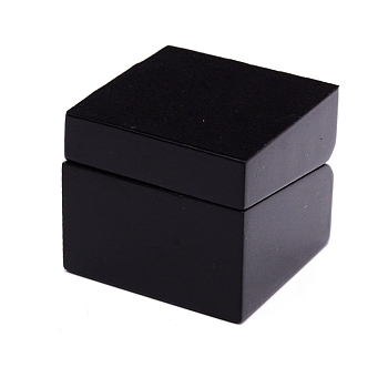 Baking Varnish Wood Box, Filp Cover, with Foam Mat, Square, for Ring Packing, Black, 6x6x5.2cm