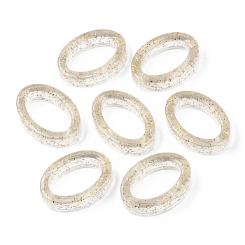 Transparent Acrylic Linking Rings, with Glitter Powder, Oval, Beige, 29x20x7mm, Inner Diameter: 12.5x21mm, about 250pcs/500g