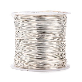 Round Copper Wire Copper Beading Wire for Jewelry Making, Long-Lasting Plated, Silver Color Plated, 26 Gauge, 0.4mm, about 124.67 Feet(38m)/roll