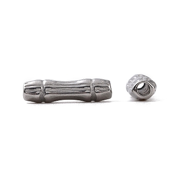 304 Stainless Steel Beads, Bamboo Stick, Stainless Steel Color, 13.5x3.5mm, Hole: 1.8mm