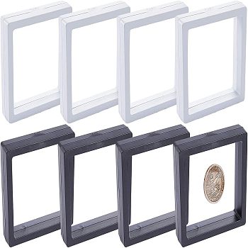 Polyethylene(PE) 3D Floating Frame Display Holder, Coin Display Stands, for Challenge Coins, AA Medallions, Jewelry, Square, Mixed Color, 7x7x2cm, 8pcs/set