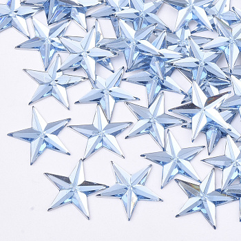 Plastic Cabochons, Star, Cornflower Blue, 13x14x1.5mm, about 2000pcs/bag