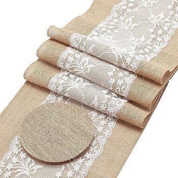 Linen Table Mat, Cup Mat and Burlap Table Runner for Dining Table, Mixed Color, 11pcs/set