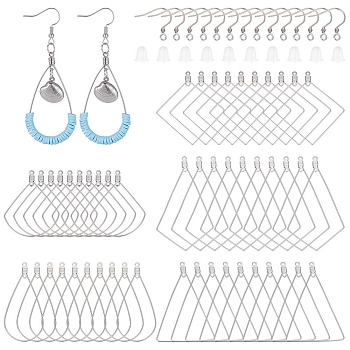 DIY 304 Stainless Steel Earring Making Kits, include Earring Hooks & Wire Pendants, Plastic Ear Nuts, Stainless Steel Color
