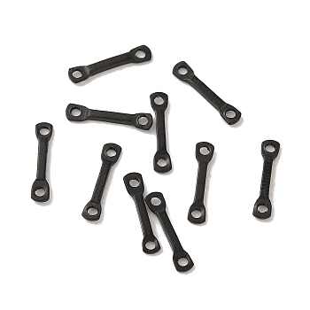 304 Stainless Steel Links Connector Charms, Flat Bar, Electrophoresis Black, 10x2x1mm, Hole: 1mm
