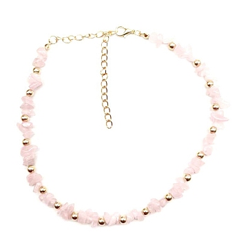 Natural Rose Quartz Chip Beaaded Necklaces, 12.20 inch(31cm)