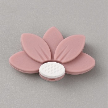 Lotus Food Grade Eco-Friendly Silicone Beads, Rosy Brown, 18.5x29.5x8mm, Hole: 2.2mm