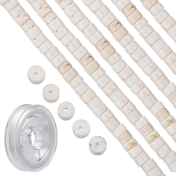 DIY Gemstone Bracelet Making Kit, Including Natural Magnesite Heishi Beads, Elastic Thread, Beads: 4~4.5x2.5mm, Hole: 0.7mm, about 167Pcs/box