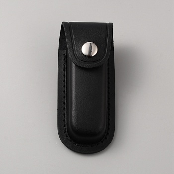 Cattlehide Leather Knife Protective Case, Knife Sheaths, Black, 126x55x44mm, Inner Diameter: 33x20mm