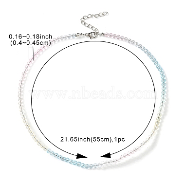 Collier de perles rondes en verre bling pour femme(NJEW-PH01490-02)-3