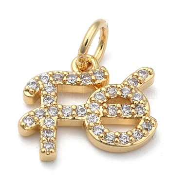 Real 18K Gold Plated Clear Word Brass+Cubic Zirconia Charms