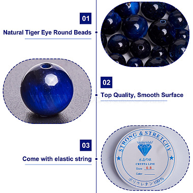 Kissitty Dyed & Heated Natural Tiger Eye Round Beads for DIY Bracelet Making Kit(DIY-KS0001-19)-4
