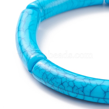 10Pcs 10 Color Imitation Gemstone Acrylic Curved Tube Chunky Stretch Bracelets Set for Women(BJEW-JB08140)-5