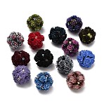 Polymer Clay Rhinestone Beads, Flower, with Resin, Mixed Color, 22.5x21mm, Hole: 2.5mm(RESI-D015-01)