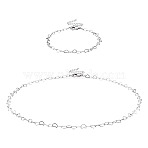 1 Set Brass Heart Link Chain Bracelet & Necklace, Jewelry Set, Silver, 6-3/4 inch(17cm), 15-3/8 inch(39cm)(SJEW-TA0001-05)